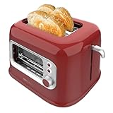 Cecotec Vertikaler Toaster RetroVision Red, 700W Leistung, 2 Extra-breite Schlitze, Einzigartiges Anzeige-Design, Bräunungssteuerung, Retro-Design, Staubabdeckung