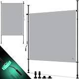 KESSER® Klemmmarkise Senkrechtmarkise außen 120x310cm Ausziehbar & Blickdicht | Vertikalmarkise mit Handkurbel ohne Bohren | Balkon-Sichtschutz & Windschutz für Garten & Terrasse Wasserfest Grau