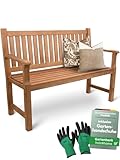 holz4home® Gartenbank Holz für 2-3 Personen I Holzbank 120 cm Parkbank inkl. Handschuhe I Massivholz Balkonbank Gartenmöbel Sitzbank Bank