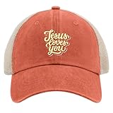 Baseballmütze mit Aufdruck 'Jesus Loves You', für Herren, Vintage-Stil, Baumwolle als Geschenk, safrangelb, Einheitsgr��e