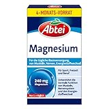 Abtei Magnesium – Basisversorgung für den Alltag – Für Muskeln und Nerven – Glutenfrei, Laktosefrei – Vorratspackung – 120 Kapseln für 4 Monate