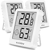 Hygrometer Thermometer Innen Digital Vaikby 3 Stück- Luftfeuchtigkeitsmesser & Raumthermometer, Hohe Präzision, Einfach abzulesen, Energiesparend, für Innenräume wie Wohnzimmer, Schlafzimmer, Büro