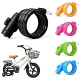 Kinderfahrradschloss, Fahrradschloss Kabel mit Halterung für Kinder, tragbare Fahrradschlösser Spiralkabelschlösser für Outdoor Fahrräder, E-Bikes, Skateboards, Kinderwagen (Schwarz)