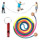 Verstellbare Seilspringen Kinder mit Holzgriff, Verstellbare Springseil Kinder, 5 Meter Seilspringen Kinder, Springseil für Mehrspieler, Gruppen Springseil für Kinder und Erwachsene