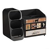 Aufbewahrungsbox, 35 x 19 x 25 cm, Kosmetik-Organizer mit Schubladen für Make-up-Pinsel, staubdichte Aufbewahrung, kompaktes Design für Schminktisch oder Schreibtisch (A)