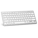 OMOTON deutsche Bluetooth Tastatur für iPad 10.9/10.2/9.7, iPad Air 6/5/4/3, Tastatur iPad Pro 13/12.9/11/10.5 und iPhone Handy, QWERTZ Layout, Kompaktes Design iPad Pro 13 Keyboard, Silber