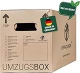 BB-Verpackungen 10 x Umzugskarton aus recycelter Pappe, sehr stabil mit doppeltem Boden (belastbar bis 40 kg) - Sets zwischen 5 und 150 Stück