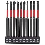 Magnetische Schraubendreher-Bits, 1/4-Zoll-Sechskantschaft, 100 mm Länge, für Torx-Kreuz- und Pozidriv-Schrauben, Set inkl. PZ1, PZ2, PZ3, PH1, PH2, PH3