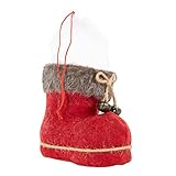 Idena 31611 - Nikolausstiefel mit Filzbezug und Glöckchen, 14 x 8 x 13,5 cm, Weihnachtsstiefel zum Befüllen, Geschenk, Weihnachten, Rot