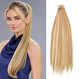 JJstar 70cm Langer Glatter Pferdeschwanz Zopf Haarteil, Synthetische Haarverlängerung für Damen und Mädchen