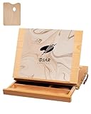 DJAR Verstellbare Kunst-Tischstaffelei mit Schublade, massives Buchenholz, Tisch-Skizzenbox, tragbare Künstler-Desktop-Holzstaffelei mit Aufbewahrungsbox für Studenten Anfänger