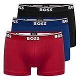 BOSS Herren Power Boxer Trunks Unterhosen Cotton Stretch 3er Pack, Farbe:Mehrfarbig, Wäschegröße:L, Artikel:-962 Black/Blue/red
