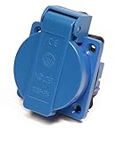 8 Stück/Einbausteckdose Schuko Steckdose 16A mit IP54 / + Flansch Dichtung (Blau)