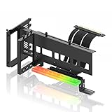 EZDIY-FAB Vertikale PCIe 4.0 GPU Halterung Grafikkartenhalterung mit 5V 3 Pin ARGB LED Modul,Videokarten VGA Support Kit mit PCIe 4.0 X16 Gen4 17cm/6.69in Riser Kabel 90 Grad Rechter Winkel-Schwarz