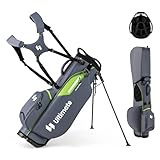 COSTWAY Golf Standtasche, Golf Bag mit 8 er Unterteilung & Regenhaube, leichte Golftasche mit 5 Taschen & Standfüßen, Pencil Bag tragbar für Herren, Damen (Grau)