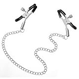 Nippelklemme für Frauen Verstellbare Nippelklemmen Edelstahl Körperkette Nippelclips für Erwachsene Nipple Clamps Nicht-Piercing Nippelklemmen Clip-On Schmuck für Frauen Männer (Schwarz)