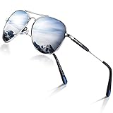 DADA-PRO Sonnenbrille Herren Pilotenbrille Damen Polarisiert Verspiegelt Retro Fahren Fahrerbrille UV400 Schutz für Autofahren Reisen Golf Party und Freizeit (Silber)