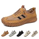 Zenfaze Orthopädische Schuhe für Herren, Fußgewölbeunterstützung, orthopädische Wanderschuhe, atmungsaktives Netzgewebe, rutschfeste Sneaker, braun, 48 EU
