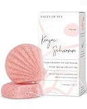 Konjac Sponge FACES OF FEY - Konjac Schwamm mit rosa Tonerde für empfindliche und sensible Haut - für Körper und Gesicht - 100% biologisch abbaubar