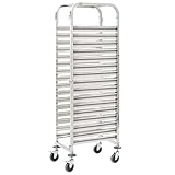 Chusui Tablettwagen für 16 Tabletts, Food Tray, Regalwagen, Gemüsewagen, Bonleiste Gastronomie, Multifunctional Household Kitchen Shelf, 38x55x163 cm Edelstahl