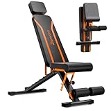Hantelbank Klappbar Verstellbar, Multifunktion Training Fitness Bank Bauchtrainer Schrägbank, Trainingsbank mit 6-Fach Verstellbarer Rückenlehne/3-Fach verstellbarer Sitzkissen, Belastung 350KG