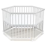 FabiMax Baby Laufgitter 6-eck Weiß lackiert, stufenlos...