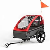 Fiximaster Kinderfahrradanhänger, Fahrradanhänger für 1-2 Kinder, Ergonomischer Sitz, Einfache Montage, Faltbar, Mit Luftreifen und Aufbewahrungstaschen