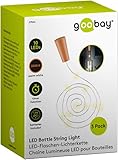 goobay 57866 3 x 10 LED Flaschenlichterkette, Flaschenlicht - Zum Einlegen in Flaschen, Timerfunktion/Zeitschalter, mit Batterien im Korken, 1m, Transparent, Klar