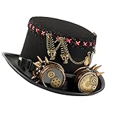 THINCAN Punk Top Mit Schädelbrillen Und Industrial Metal Gears Fantasy Cosplay Für Kostüm Rockkonzerte Festivals Verstellbares Steampunk Für Erwachsene