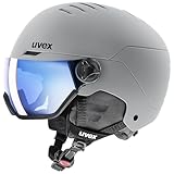 uvex Wanted Visor - robuster, stylischer, optimal belüfteter Skihelm mit beschlagfreiem Visier für Damen und Herren - Rhino matt - 54-58 cm