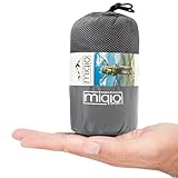 MIQIO® 2in1 Hüttenschlafsack Ultra leicht mit durchgängigem Reißverschluss (Links oder rechts): Dünner Komfort Reiseschlafsack und XL Reisedecke in Einem