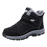 Winterschuhe Damen Warm Gefütterte Winterstiefel Schneestiefel Neue KäLtebestäNdige Winterschuhe Wasserdicht Stiefel Wasserdicht Stiefeletten Wanderschuhe Trekkingschuhe Rutschfest(Schwarz,42)