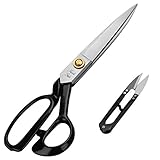 HANDI STITCH Schneiderschere Stoffschere mit Fadenschneider - Profi Textilschere Scharf 25,4cm aus Edelstahl – Schere zum Schneiden von Stoff, Kleidung, Textilien, Leder, Jeans, Nähen & Ändern