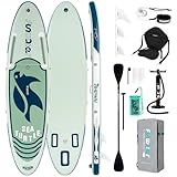 FunWater 320CM&350CM Stand Up Paddle Board Mit Vollem Zubehör Paddleboard SUP Board Mit Verstellbares Paddel, Pumpe, Reiserucksack, Leine, wasserdichte Tasche (320CM SCHILDI-GRÜN)