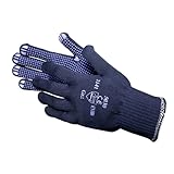 12 Paar JAH 5030 Feinstrick Handschuhe blau mit Noppen gute Passform ohne Nähte griffsicher atmungsaktiv waschbar 70% Polyester außen 30% Baumwolle innen hochwertige mittelschwere Qualität Gr. 7