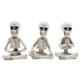 Halloween-Dekor, Realistische meditierende -Statuen, 3er-Set aus Harz, Zen-Dekor für den Innenbereich Schublade Unter Schreibtisch (White, One Size)