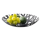 Yamazaki 2498 TOWER Obstschale, Schwarz, Stahl, Minimalistisch, 26 x 26 x 4,5 cm
