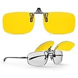 Goiteia Polarisierte Clip-on Nachtfahrbrille, Blendfreie Brille für Männer und Frauen zum Hochklappen, Reduziert effektiv Blendung von entgegenkommenden Scheinwerfern, Hochauflösende Sicht (60*40mm)