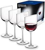 Villeroy & Boch NewMoon Rotweinkelch Set, 4tlg, Elegante, 405 ml randvoll gemessen, Moderne Rotweingläser für jeden Tag, Kristallglas, klar, spülmaschinengeeignet