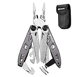 Geschenke für Männer, BIBURY 18 in 1 Taschenwerkzeug, Titan-Griff Design Multitools Edelstahl, Multifunktionale Multiwerkzeug, Multi-Tool mit Notfallhammer Schraubendreher Säge für Camping Reparieren