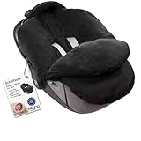 millybo Fußsack Baby Einschlagdecke für Winter geeignet für Kinderwagen Babyschale Babybett Autositz Buggy (Nylon schwarz- Minky schwarz 600.005)
