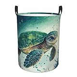 Wäschekorb Aquarell-Schildkröte 1 Wäschekörbe Spielzeug Laundry Basket Schmutzige Kleidung Runder Aufbewahrungskorb Für Zuhause Schlafzimmer Wohnheim 40X50Cm
