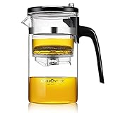 Teekanne 500ml mit Filtersieb Glaskanne Mundgeblasene Borosilikatglas Teeservice Teebereiter All-in-one-Set Teapot für die Zubereitung von Kungfu Tee und Kaffee mit herausnehmbarem Einsatz