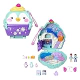 Fisher-Price Polly Pocket Winterliche Pinguin Schatulle - Spielset mit 2 Puppen, 12 Accessoires und 6 Elementen im Winter-Wunderland, Schneemann und Iglu-Rutsche, für Kinder ab 4 Jahren, HRD34