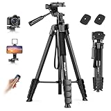 Nineigh Kamera Handy Stativ, 190cm Horizontal Stativ for Smartphone mit Fernauslöser, Leichtes Aluminium Camera Tripod mit 3 Wege Kopf, Fotostativ Kamera Reise für iPhone/Samsung/Huawei/DSLR