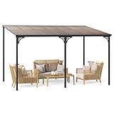 COSTWAY Terrassenüberdachung 3x4m, Pergola mit schrägen Polycarbonat-Dach, freistehendes Terrassendach zur Wandmontage, Pavillon für Terrasse