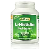 Greenfood L-Histidin, 500 mg,120 Kapseln, hochdosiert, vegan - vielseitige Aminosäure. Hergestellt durch Fermentation. OHNE künstliche Zusätze. Ohne Gentechnik. Vegi-Kapseln.