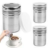 Jognee Puderzuckerstreuer 2 Stück,Edelstahl Streuer,Kakaostreuer für Cappuccino,Puderzuckermühle,Staubzuckerstreuer,Pulverstreuer,Puderzucker Sieb Mehlstreuer für Kakao,Kaffee,Schokolade,Zucker,Salz