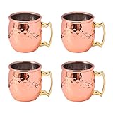 Giilayky Moskauer Mule Tasse aus Edelstahl, 2 Tassen, Mini-Tassen aus kupferbeschichtetem Metall, 4 Tassen