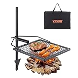 VEVOR Campinggrill 405 x 405 mm, Holzkohlegrill Tragbarer mit Grillrost 6 kg Belastbarkeit, Lagerfeuer Grill für Camping im Freien